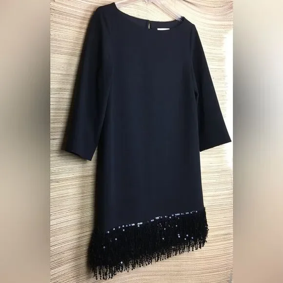 Kate Spade New York Bateau Neckline Fringe & Sequin Cocktail Mini Dress Size 4 - Picture 9 of 14